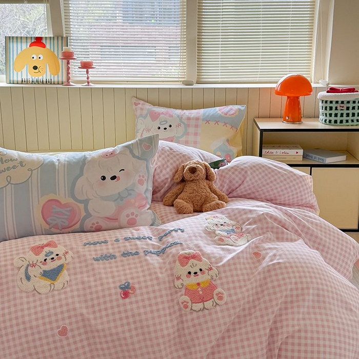 91家纺网 家纺一手货源 找家纺 （总）美乐迪家纺 2025新款全棉毛巾绣四件套格子系列