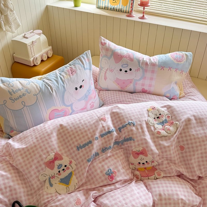 91家纺网 家纺一手货源 找家纺 （总）美乐迪家纺 2025新款全棉毛巾绣四件套格子系列