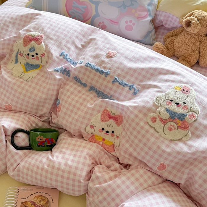 91家纺网 家纺一手货源 找家纺 （总）美乐迪家纺 2025新款全棉毛巾绣四件套格子系列