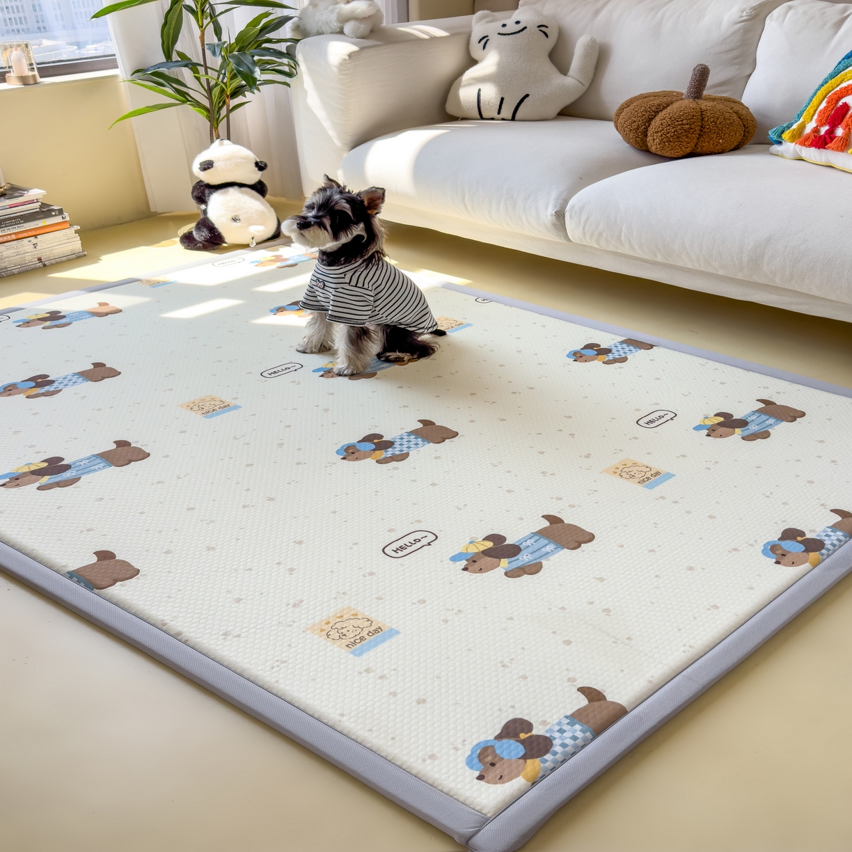 91家纺网 家纺一手货源 找家纺 席世家 2025新款印花豆豆多功能垫 斑点狗