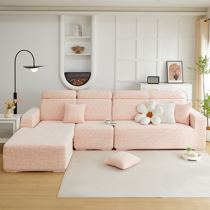 丝绮鹿 2025新款竹节雪尼尔沙发套松紧款（贵妃图） 奶油橘