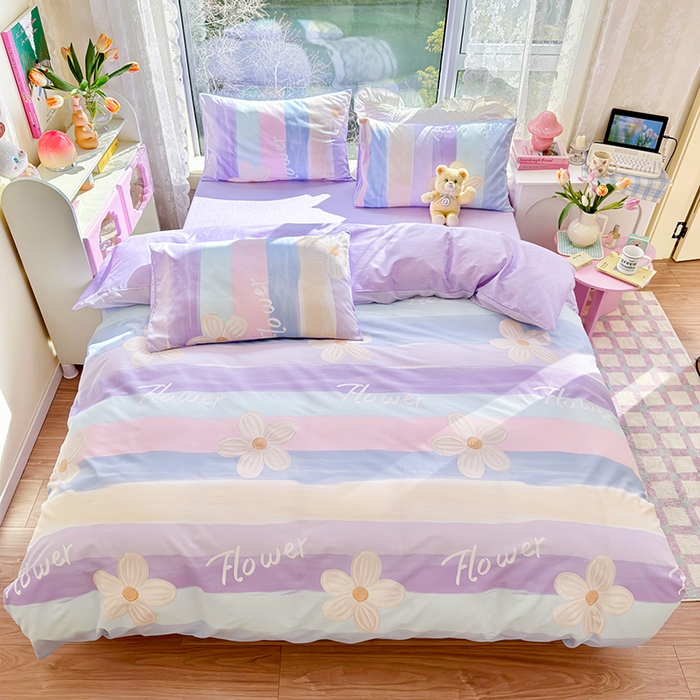 91家纺网 家纺一手货源 找家纺 琪格格 2025春夏新款全棉纯棉40S13372小清新四件套 苏珊花园