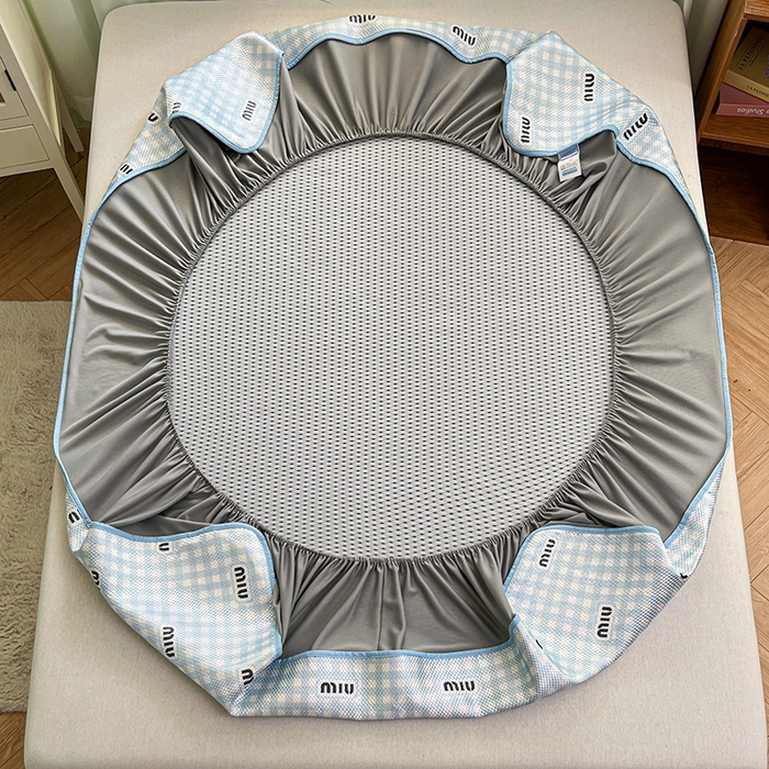 91家纺网 家纺一手货源 找家纺 布卢姆床垫2025新款A类数码印花冰藤席夏凉席--床笠款 蓝miu床笠