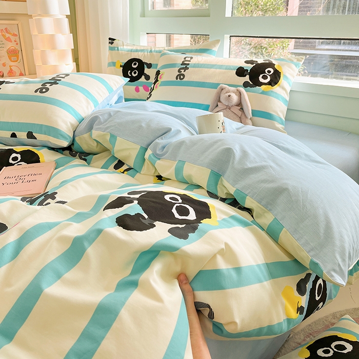 91家纺网 家纺一手货源 找家纺 琪格格 2025春夏新款全棉纯棉40S13372小清新四件套 奥利奥