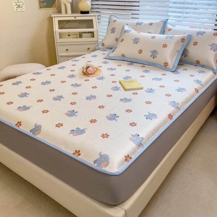 91家纺网 家纺一手货源 找家纺 布卢姆床垫2025新款A类数码印花冰藤席夏凉席--床笠款 小飞象