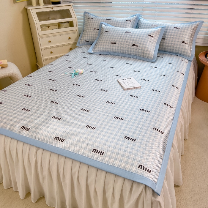 91家纺网 家纺一手货源 找家纺 布卢姆床垫2025新款A类数码印花冰藤席夏凉席--床席款 蓝miu