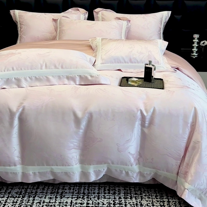 91家纺网 家纺一手货源 找家纺 2025新品床上用品高端A类100支天丝棉贡缎提花四件套全棉纯棉长绒棉夏季轻奢真丝全工艺 南溪-伊莎粉