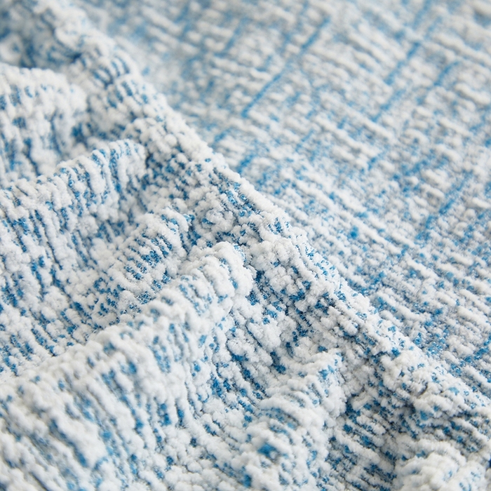 91家纺网 家纺一手货源 找家纺 丝绮鹿 2025新款竹节雪尼尔沙发套松紧款（大三人图）  迷雾蓝