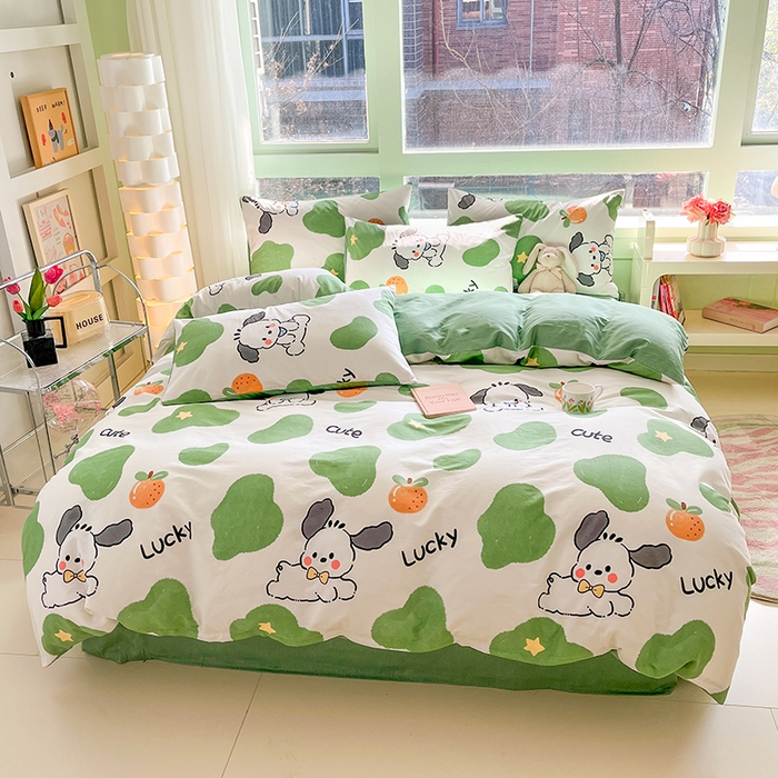 91家纺网 家纺一手货源 找家纺 琪格格 2025春夏新款全棉纯棉40S13372小清新四件套 快乐萌宠