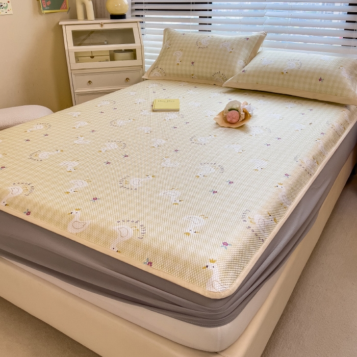 91家纺网 家纺一手货源 找家纺 （总）布卢姆床垫2025新款A类数码印花冰藤席夏凉席--床笠款