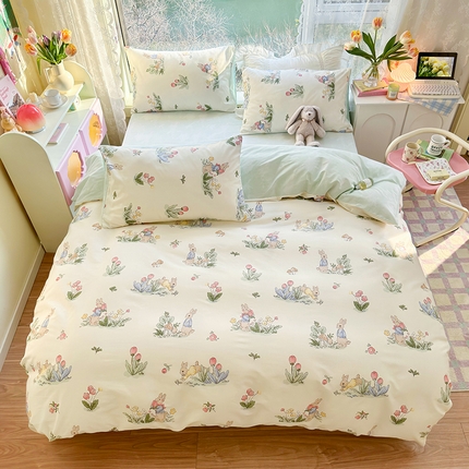 91家纺网 家纺一手货源 找家纺 （总）琪格格 2025春夏新款全棉纯棉40S13372小清新四件套