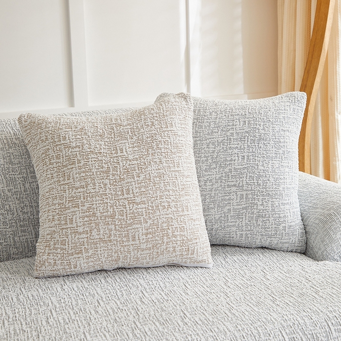 91家纺网 家纺一手货源 找家纺 丝绮鹿 2025新款竹节雪尼尔沙发套松紧款（大三人图）  月光浅灰