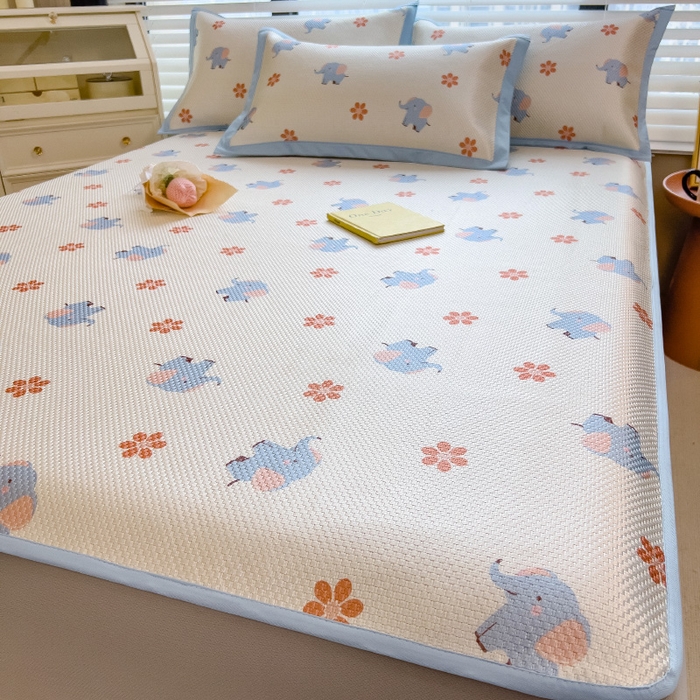 91家纺网 家纺一手货源 找家纺 布卢姆床垫2025新款A类数码印花冰藤席夏凉席--床笠款 小飞象