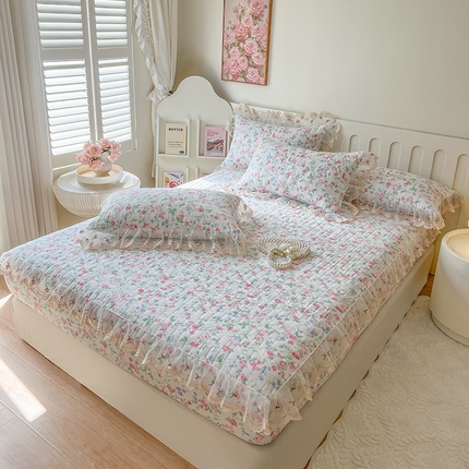 麒豆豆 2025新款水洗棉印花床笠三件套 春不晚