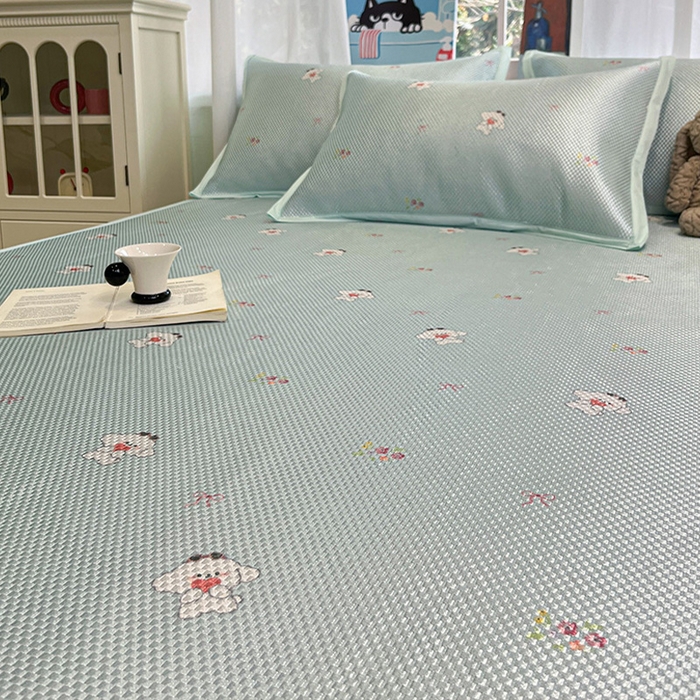 91家纺网 家纺一手货源 找家纺 布卢姆床垫2025新款A类数码印花冰藤席夏凉席--床席款 花花小白