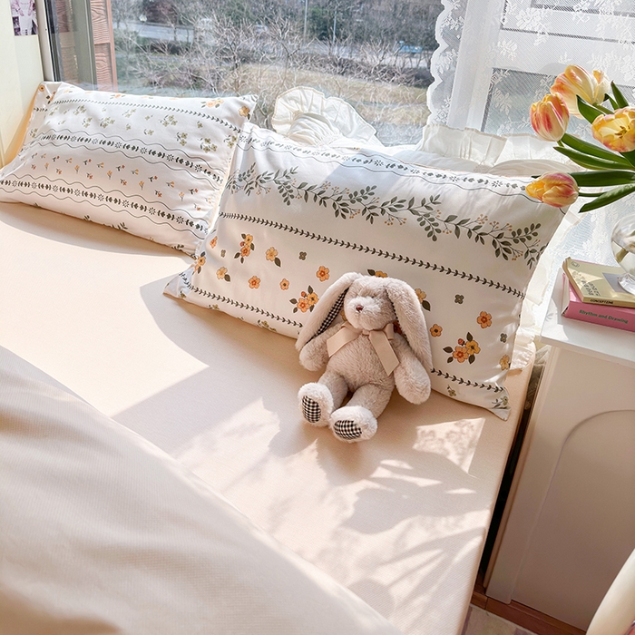 91家纺网 家纺一手货源 找家纺 琪格格 2025春夏新款全棉纯棉40S13372小清新四件套 春晓