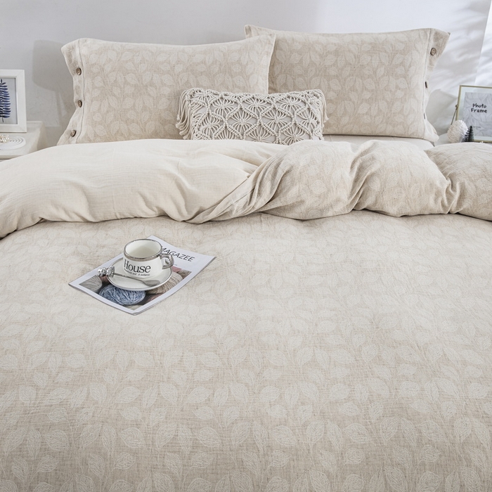 91家纺网 家纺一手货源 找家纺 鲁爱家纺供货 2025新款AB版棉麻纽扣款四件套  卷珠帘