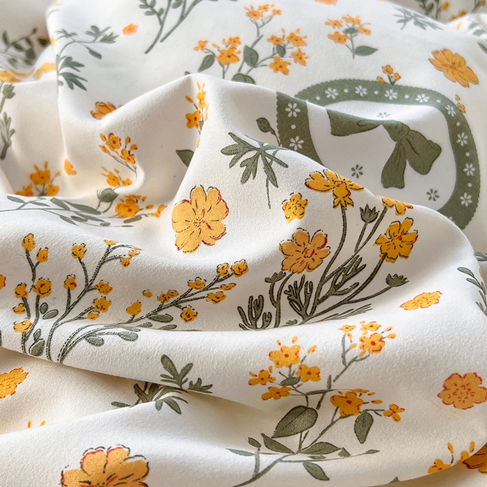 91家纺网 家纺一手货源 找家纺 曼璐家纺 2025新款有氧水洗棉赫本风法式黑色花边四件套 假日-橘