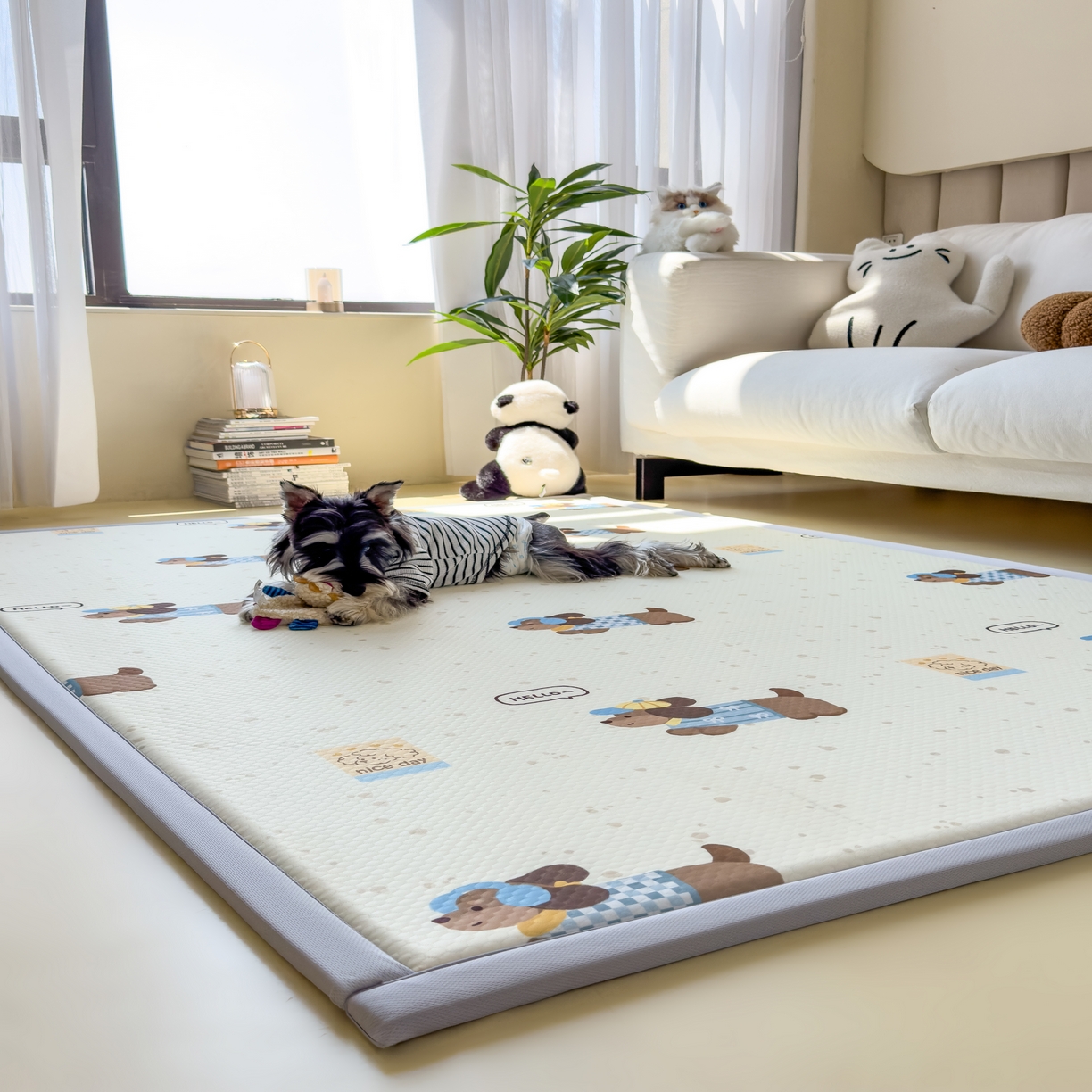 91家纺网 家纺一手货源 找家纺 （总）席世家 2025新款印花豆豆多功能地垫凉席垫