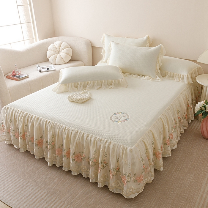 91家纺网 家纺一手货源 找家纺 好儿喜家纺  2025新款海洋丝凉感夏被四件套（此款控价所有尺寸（劵后）利润不得低于50元） 奶白