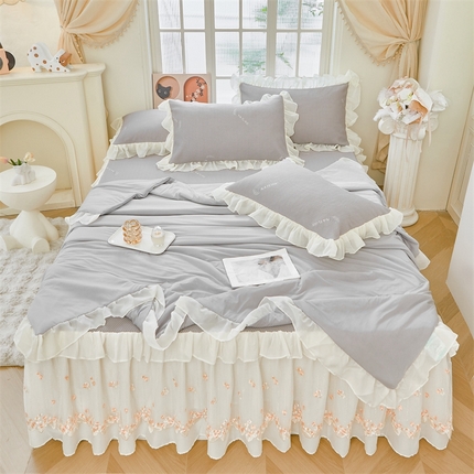 91家纺网 家纺一手货源 找家纺 （总）锦格2025年新款A类冰感凉豆豆床裙席夏被四件套