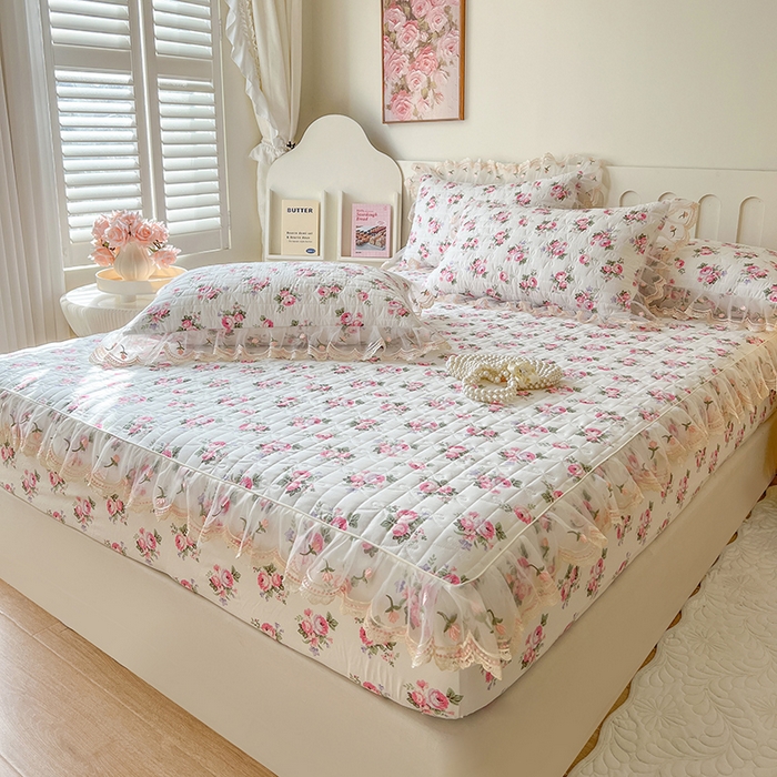 91家纺网 家纺一手货源 找家纺 麒豆豆 2025新款水洗棉印花床笠三件套 丽莎