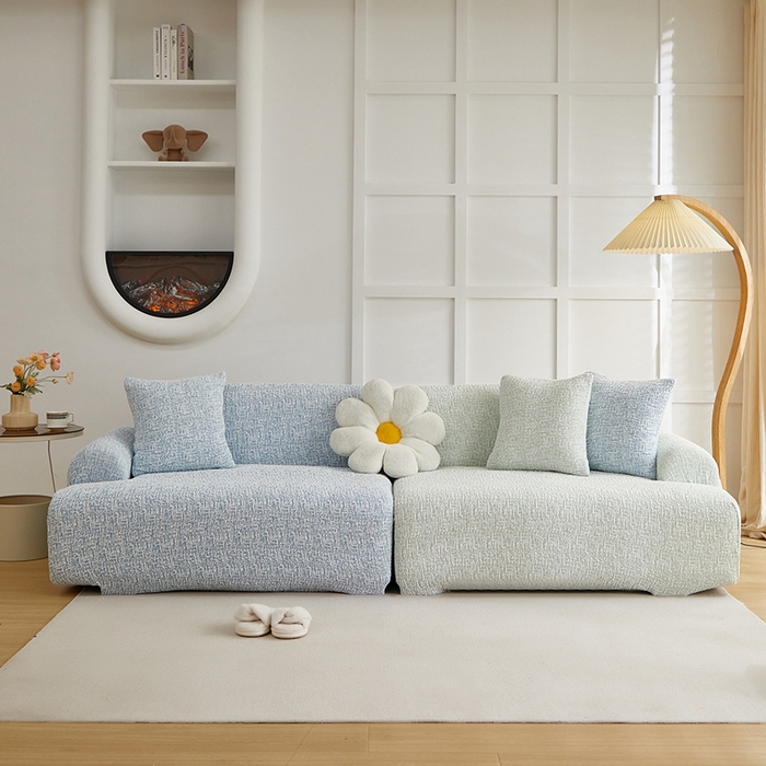 91家纺网 家纺一手货源 找家纺 丝绮鹿 2025新款竹节雪尼尔沙发套松紧款（大三人图）  薄荷绿