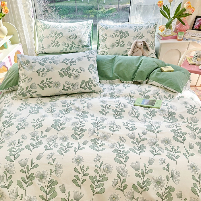 91家纺网 家纺一手货源 找家纺 琪格格 2025春夏新款全棉纯棉40S13372小清新四件套 森林花