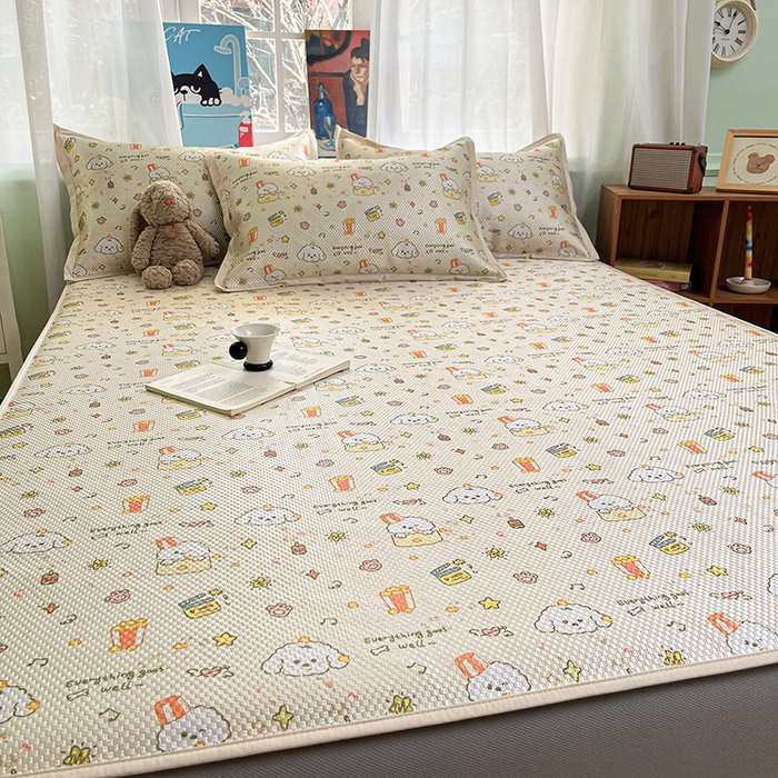 91家纺网 家纺一手货源 找家纺 布卢姆床垫2025新款A类数码印花冰藤席夏凉席--床笠款 爆米花床笠