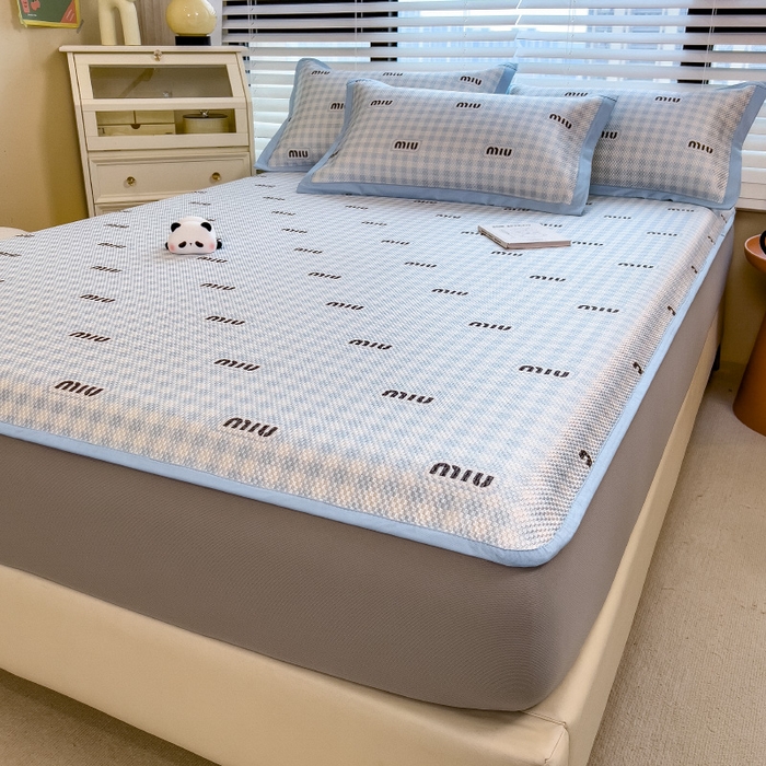 91家纺网 家纺一手货源 找家纺 布卢姆床垫2025新款A类数码印花冰藤席夏凉席--床笠款 蓝miu