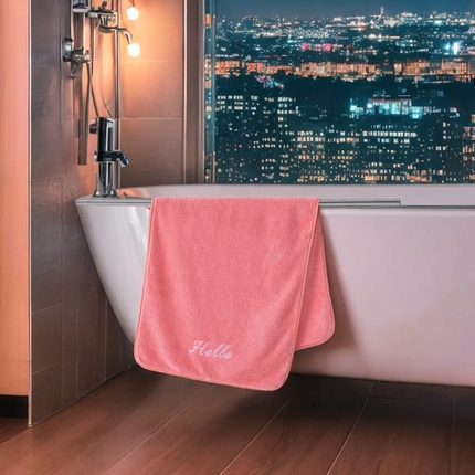91家纺网 家纺一手货源 找家纺 （总）彩虹毛巾2025新款Hello珊瑚绒毛巾浴巾两件套跨境加厚吸水毛巾浴巾套装