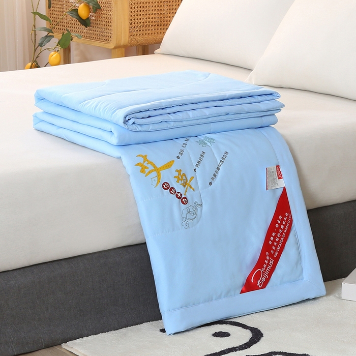 91家纺网 家纺一手货源 找家纺 妙赞2025新款水洗艾草夏被夏凉被空调被 蓝色