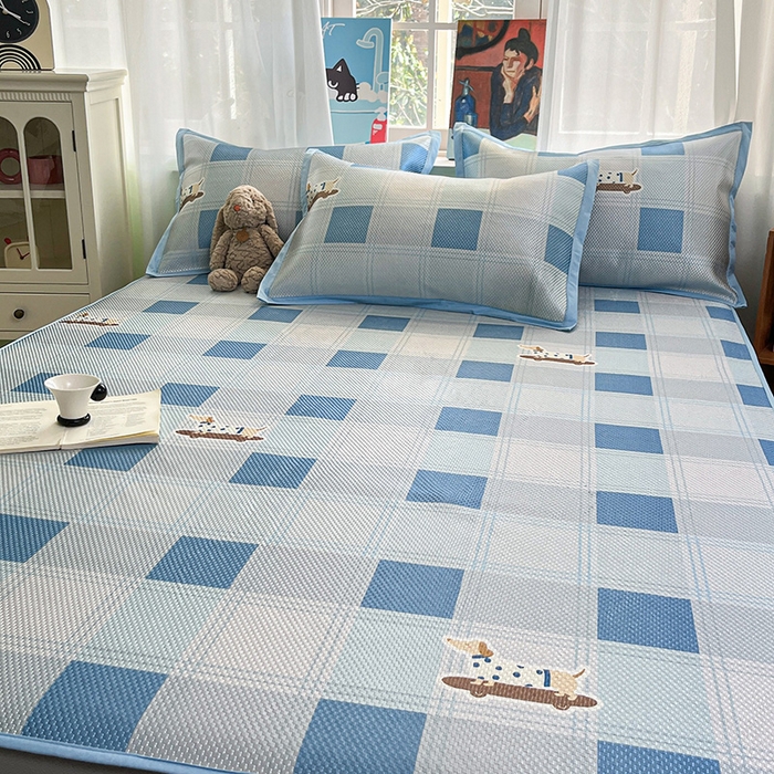 91家纺网 家纺一手货源 找家纺 布卢姆床垫2025新款A类数码印花冰藤席夏凉席--床笠款 滑板腊肠狗床笠