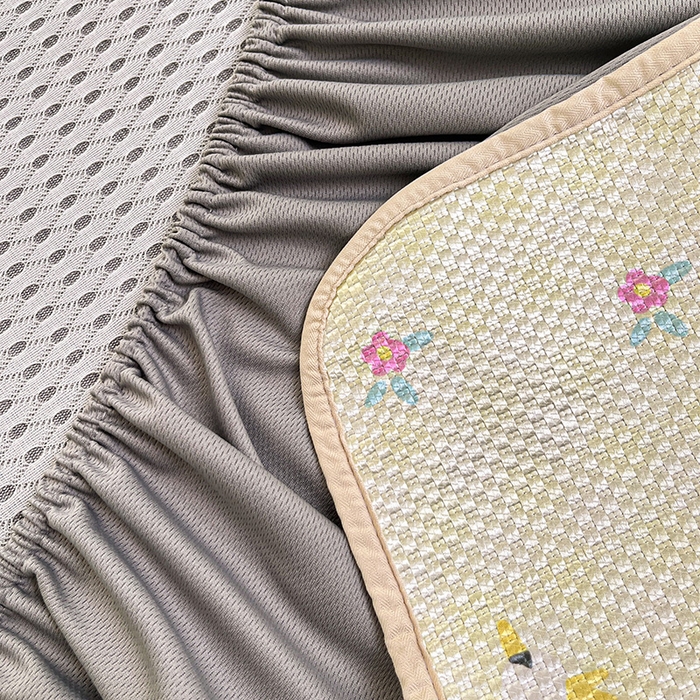 91家纺网 家纺一手货源 找家纺 布卢姆床垫2025新款A类数码印花冰藤席夏凉席--床笠款 皇冠鸭床笠