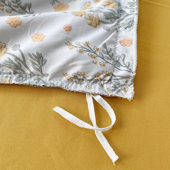 91家纺网 家纺一手货源 找家纺 曼璐家纺 2025新款有氧水洗棉赫本风法式黑色花边四件套 假日-橘