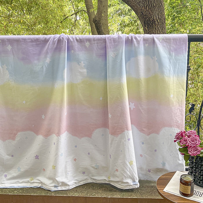 91家纺网 家纺一手货源 找家纺 琪格格 2025春夏新款全棉纯棉40S13372小清新四件套 彩霞