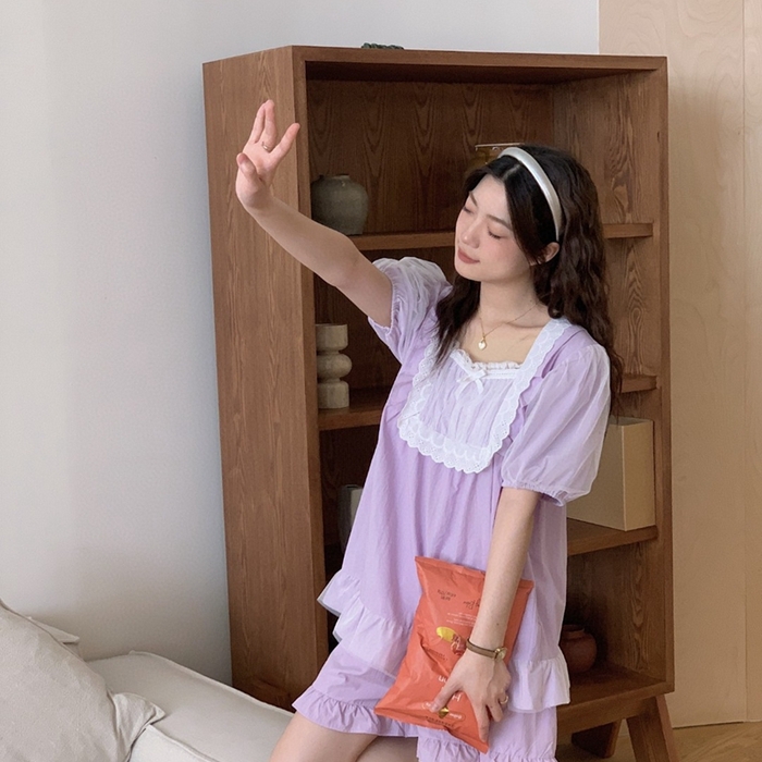 91家纺网 家纺一手货源 找家纺 （总）妍景家居生活馆2025新款韩系蕾丝花边方领套装-82967