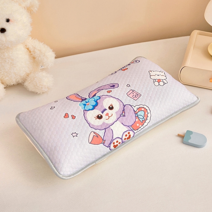 91家纺网 家纺一手货源 找家纺 富馨莱 2025新款儿童冰丝豆豆枕套 兔兔-紫