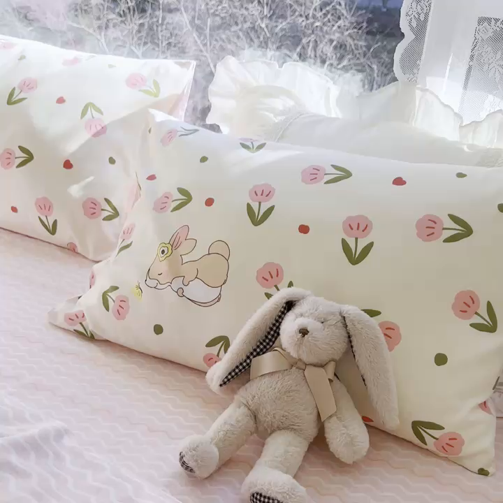 91家纺网 家纺一手货源 找家纺 （总）琪格格 2025春夏新款全棉纯棉40S13372小清新四件套