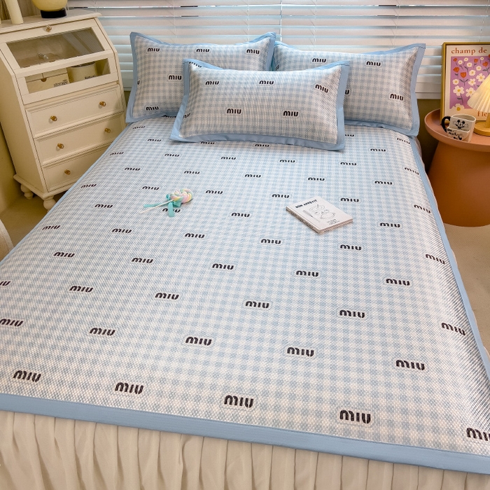 91家纺网 家纺一手货源 找家纺 布卢姆床垫2025新款A类数码印花冰藤席夏凉席--床席款 蓝miu