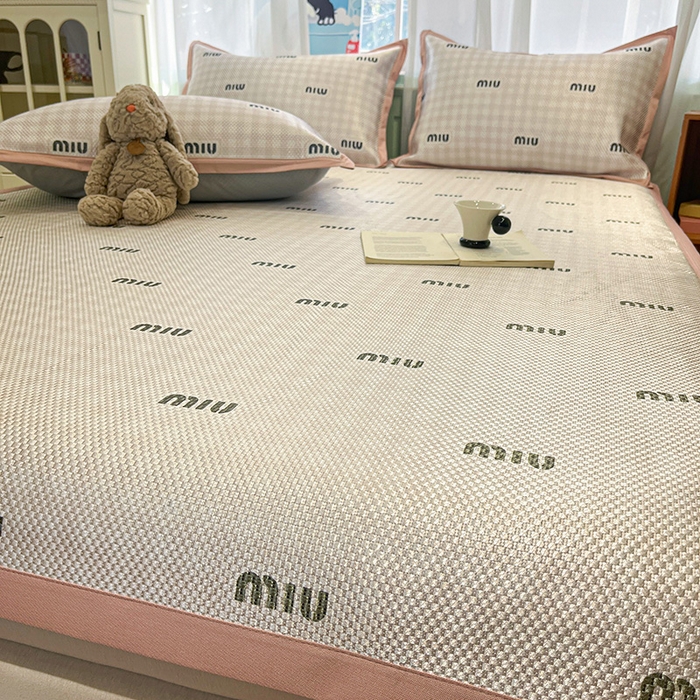 91家纺网 家纺一手货源 找家纺 布卢姆床垫2025新款A类数码印花冰藤席夏凉席--床席款 粉miu