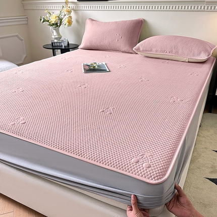 布卢姆床垫2025新款A类PE乙纶冰豆豆床笠款凉席 樱桃粉