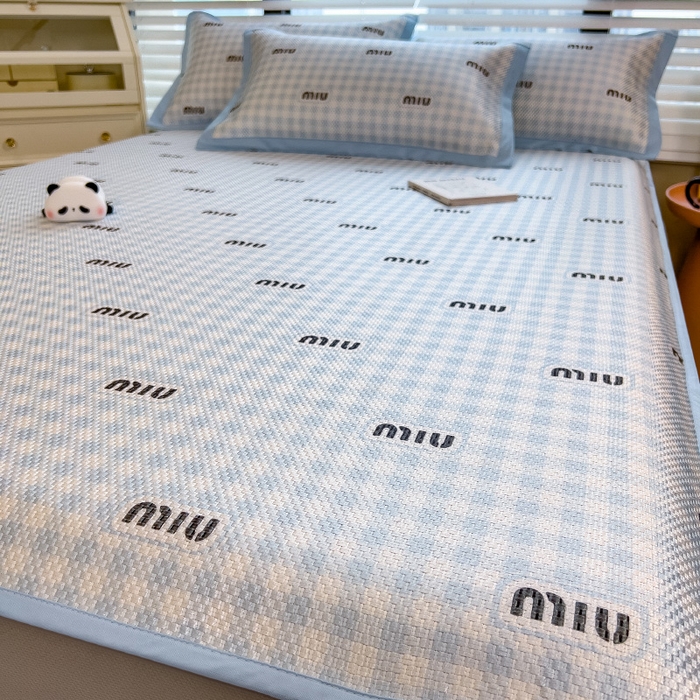 91家纺网 家纺一手货源 找家纺 布卢姆床垫2025新款A类数码印花冰藤席夏凉席--床笠款 蓝miu