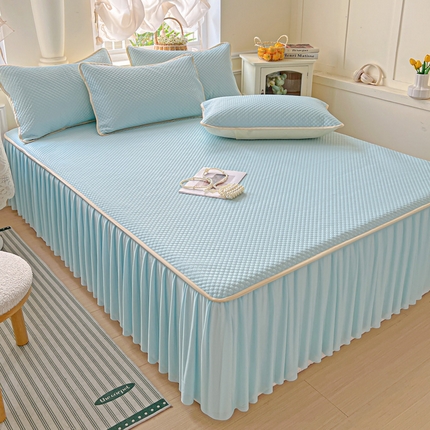 格真 2025新款床裙款豆豆席 床裙款海洋蓝