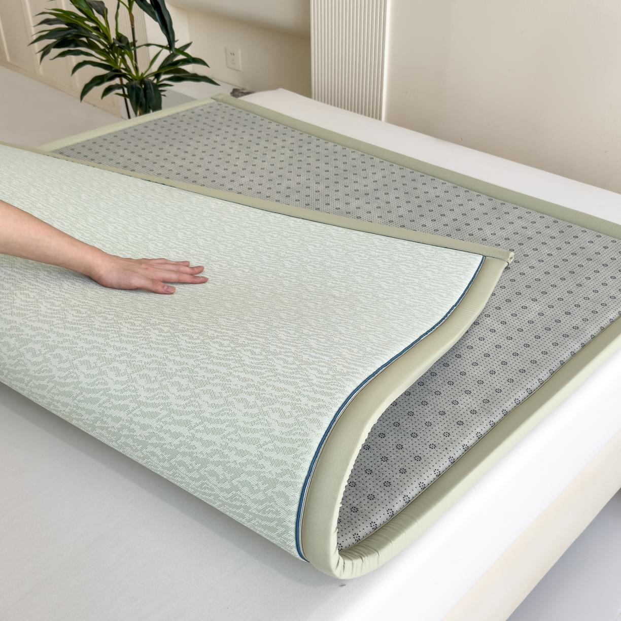 91家纺网 家纺一手货源 找家纺 席世家 2025新款凉感肌理多功能垫 肌理-绿