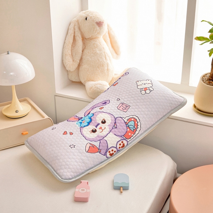 91家纺网 家纺一手货源 找家纺 富馨莱 2025新款儿童冰丝豆豆枕套 兔兔-紫