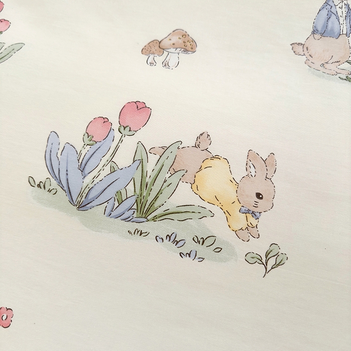 91家纺网 家纺一手货源 找家纺 琪格格 2025春夏新款全棉纯棉40S13372小清新四件套 逃家小兔