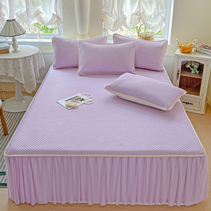 格真 2025新款床裙款豆豆席 床裙款丁香紫