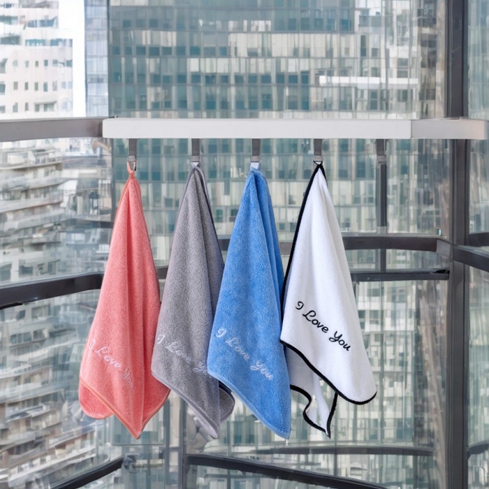 91家纺网 家纺一手货源 找家纺 （总）彩虹毛巾2025新款I Love you珊瑚绒毛巾浴巾套装网红情侣浴室加厚毛巾浴巾两件套