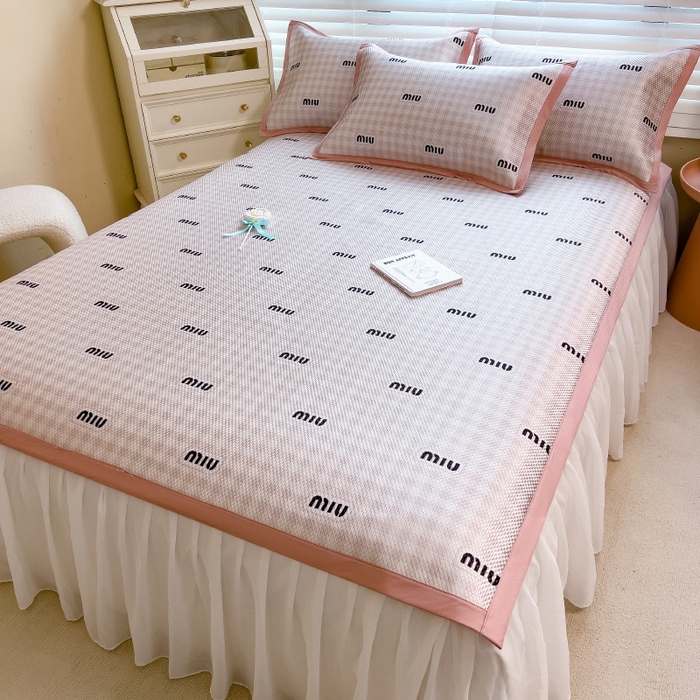 91家纺网 家纺一手货源 找家纺 布卢姆床垫2025新款A类数码印花冰藤席夏凉席--床席款 粉miu